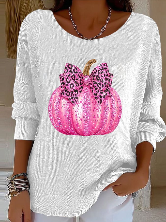 Women's In October We Wear Pink Print Knitted Top