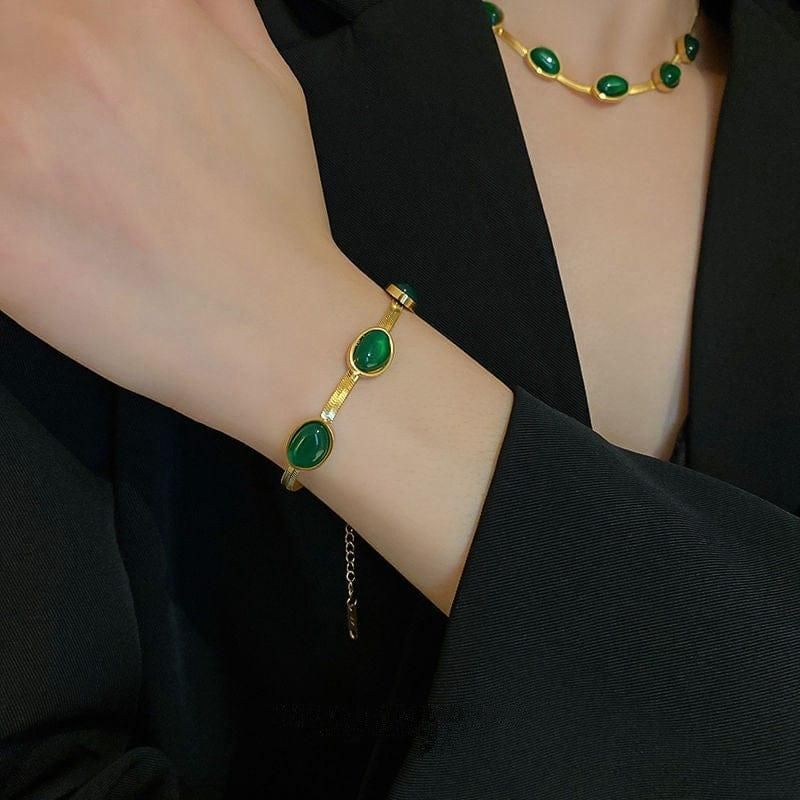 Oval Green™Conjunto de colar (incluindo pulseira)
