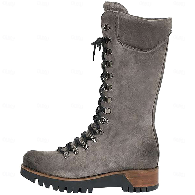 Botas de combate para mulher em camurça azul marinho com atacadores