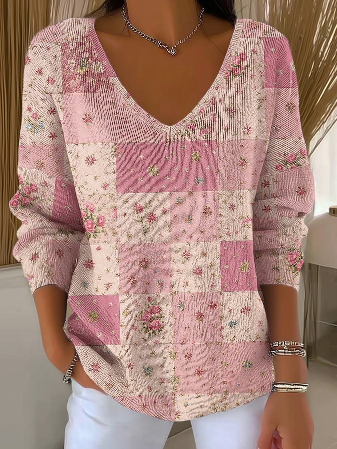 Women's Breast Cancer Print Long Sleeve Top