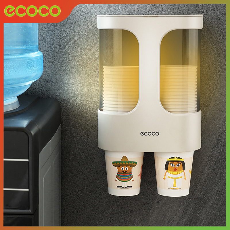 Ecoco suporte de copo de papel dispensador montado na parede suporte de copo descartável rack de armazenamento grande capacidade