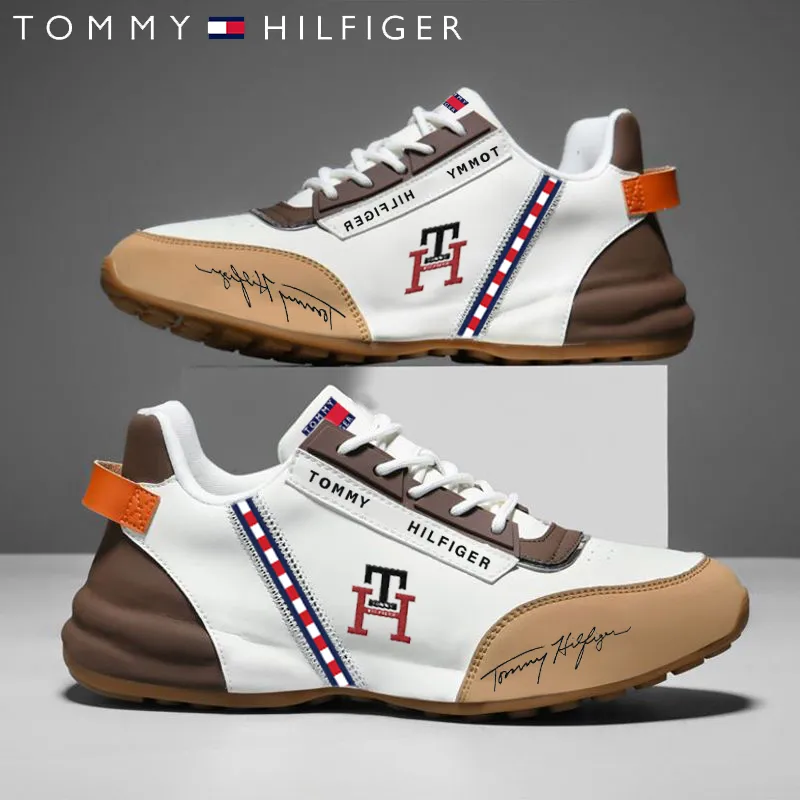 Tommy Hilfiger® 2023 sapatos masculinos confortáveis ​​e antiderrapantes em couro de bezerro