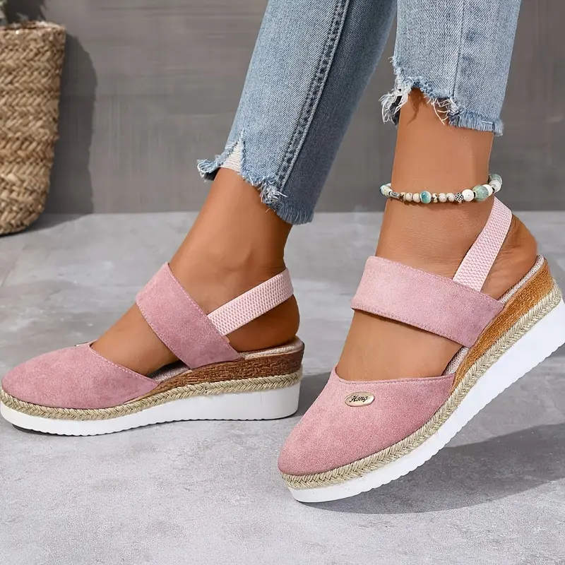 Sandálias plataforma ortopédicas femininas casuais respiráveis ​​e sem atacadores
