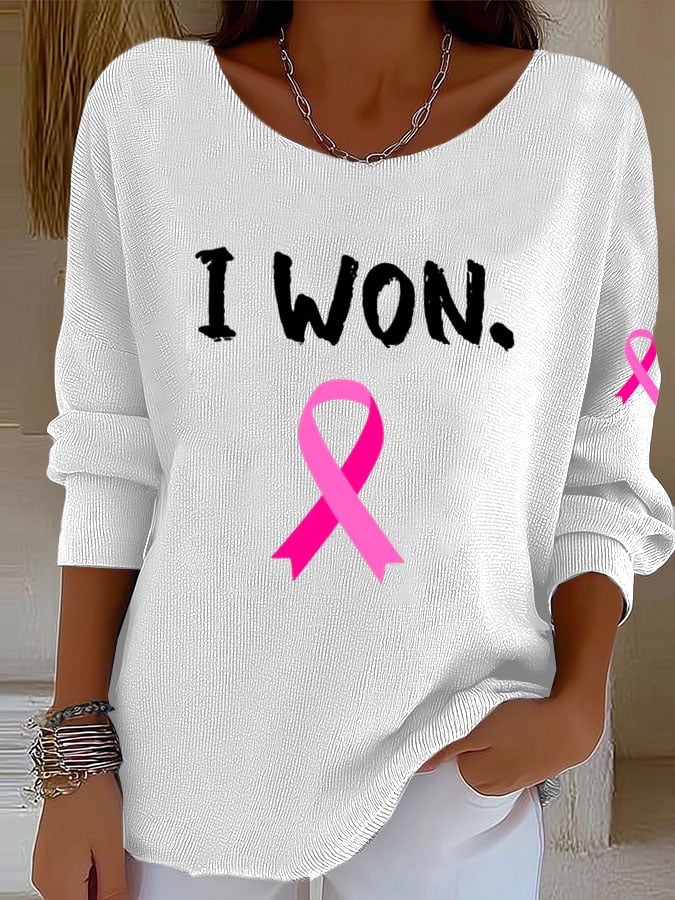 Women's Breast Cancer Survivor Print Knitted Top