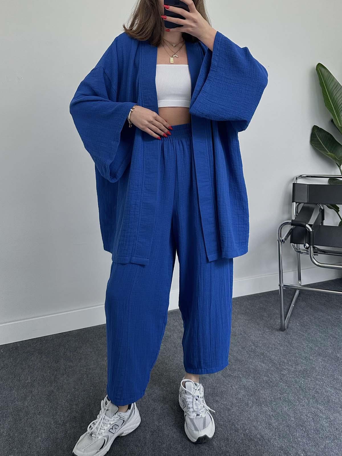 2023 novo outono solto e confortável cardigan de manga comprida + bolso de cintura alta calças casuais conjunto de duas peças