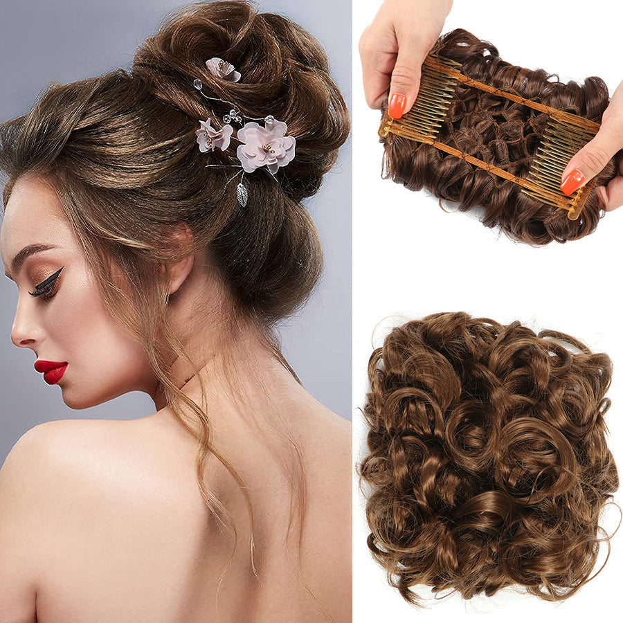 Extensão de coque de cabelo curto e encaracolado