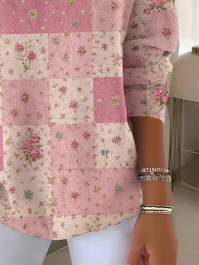 Women's Breast Cancer Print Long Sleeve Top