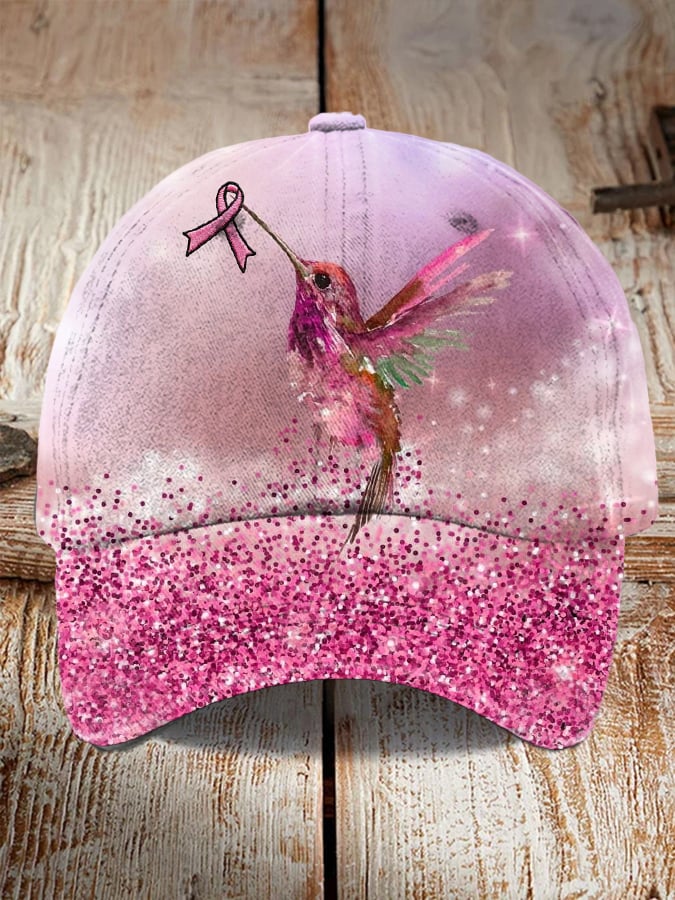 Women's Casual Pink Gradient Hummingbird Hat