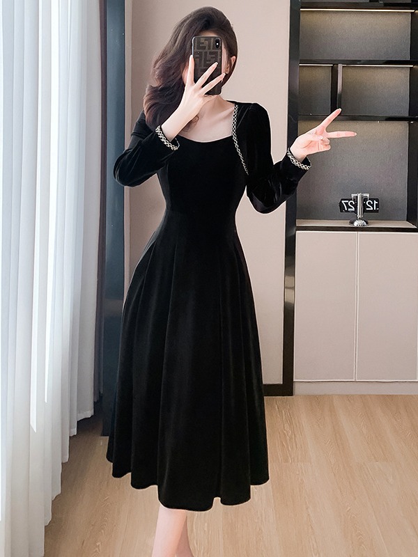 2024 outono e inverno de alta qualidade nova luz design de luxo tridimensional temperamento bilateral emagrecimento vestido de cintura