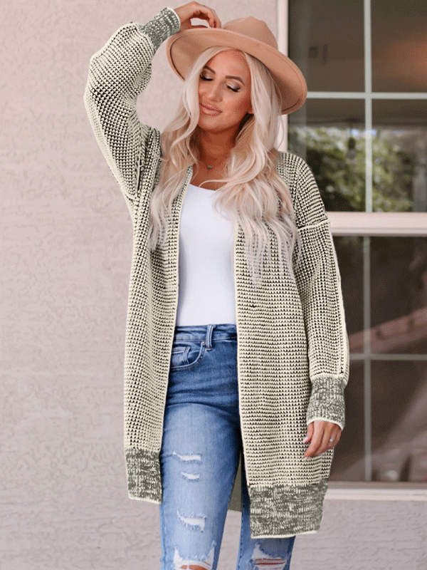 Cardigan robusto de malha aberta na frente