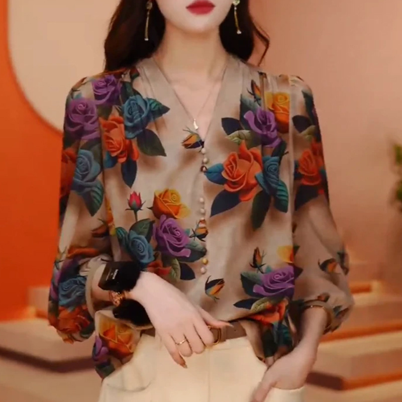 🔥【M ~ 3XL】 Camiseta feminina manga sete quartos com estampa 3D e decote em 