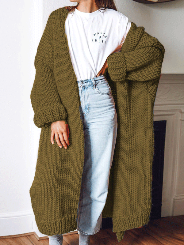Cardigans de malha de cor sólida