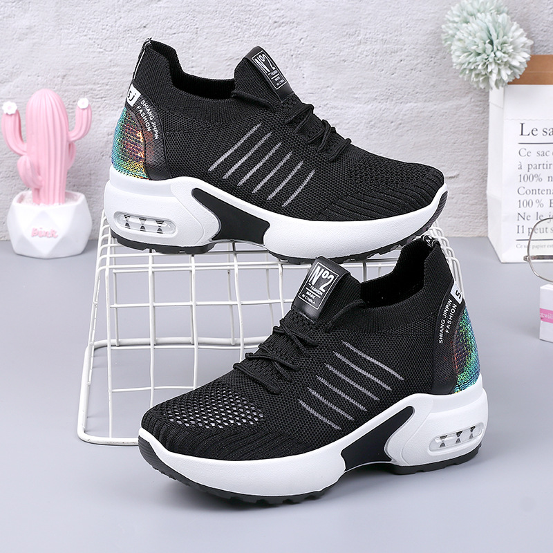 Mesh height-increasing white shoes for women 2023 autumn new women's shoes foreign trade cross-border breathable slimming sports shoes wholesale
