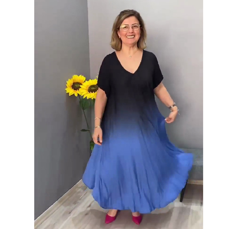 【Compre 1 e ganhe 1 grátis】【S-5XL】❤️Novo vestido fashion rosa gradiente