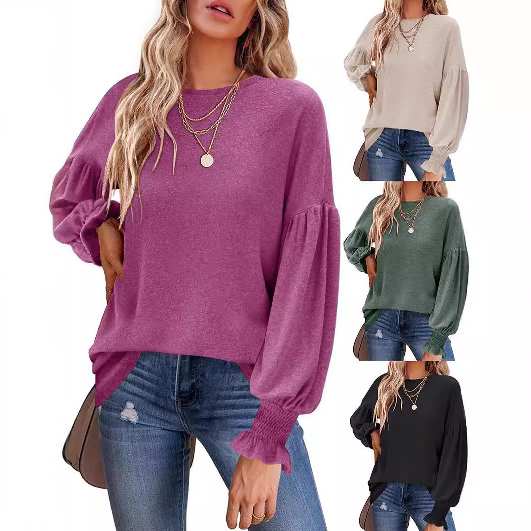 2024 outono e inverno nova t-shirt com gola redonda