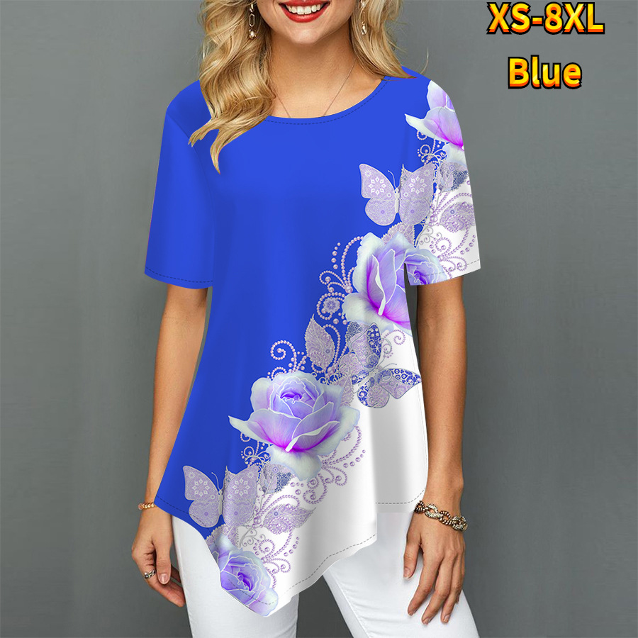 ✨️😍[S-8XL] 2024 nova camiseta feminina com estampa irregular