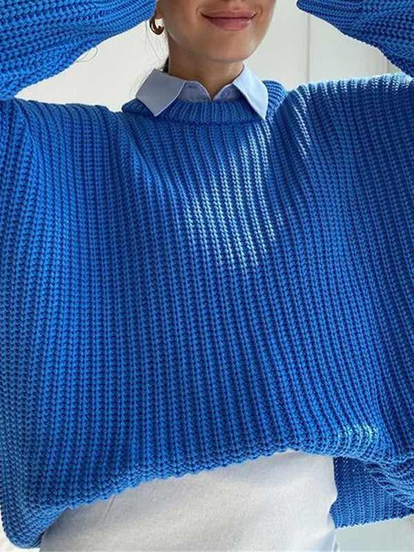 Suéter robusto de malha com gola redonda