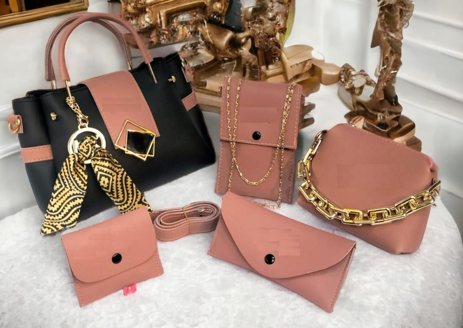 Bolsa de mão feminina 5 em 1 de duas cores