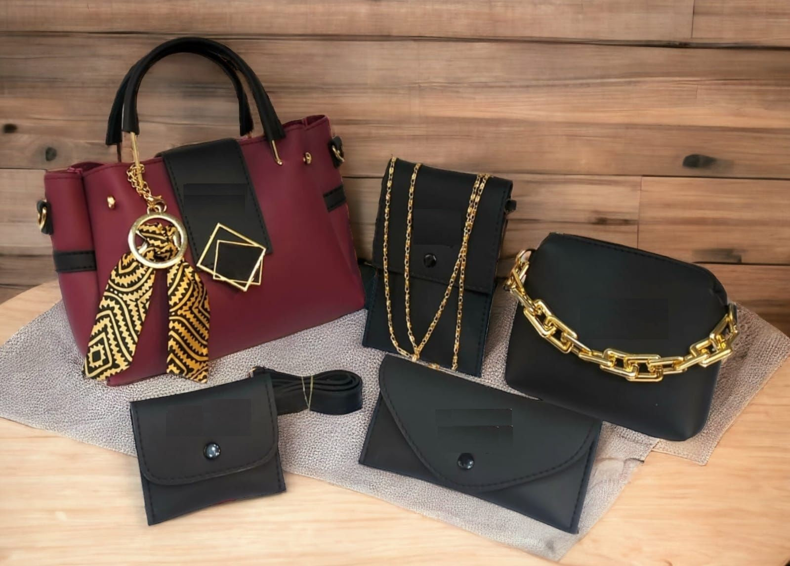 Bolsa de mão feminina 5 em 1 de duas cores