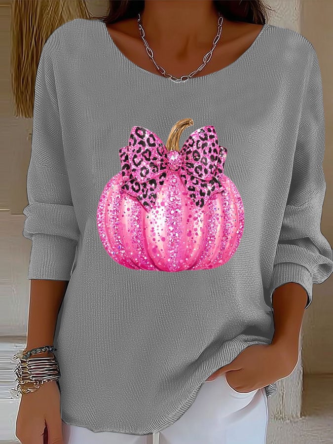 Women's In October We Wear Pink Print Knitted Top