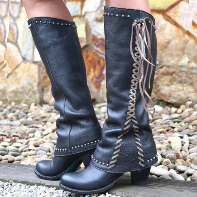 Outono e inverno novas botas de couro botas de senhora