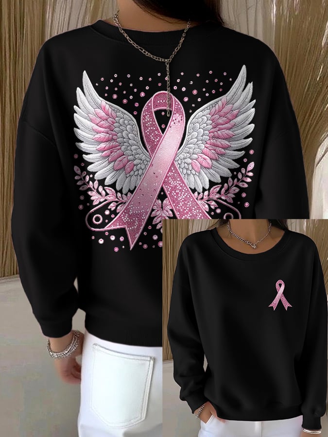Women's casual pink wings sweatshirt