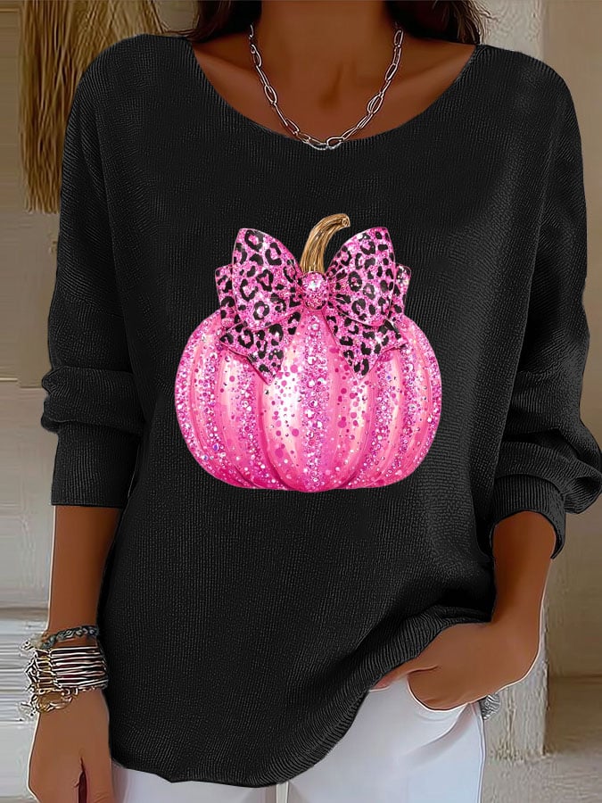 Women's In October We Wear Pink Print Knitted Top