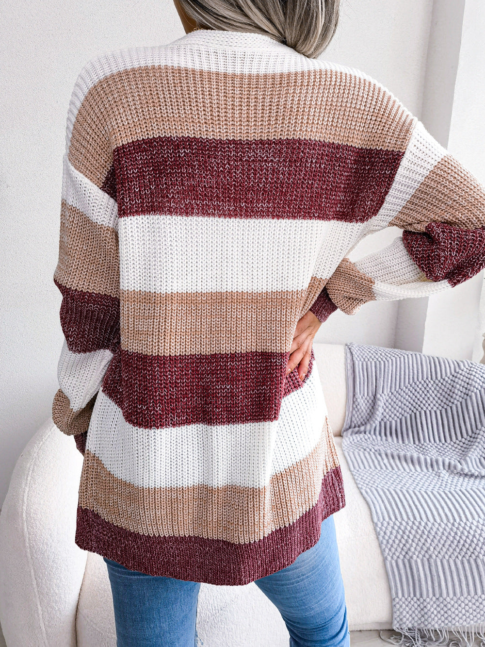 Cardigan xadrez de malha Luna