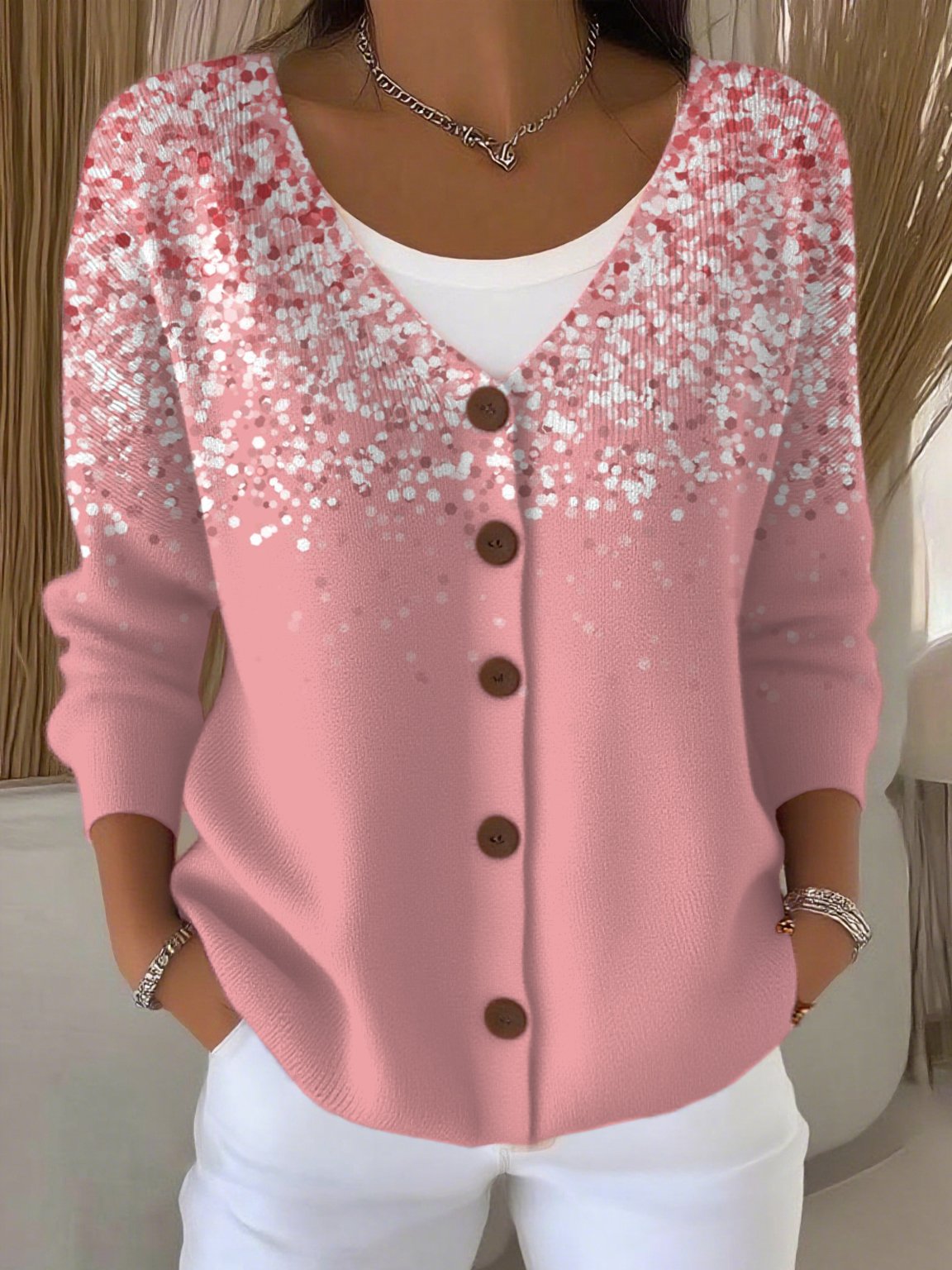Women's Casual Gradient Autumn And Winter Cardigan