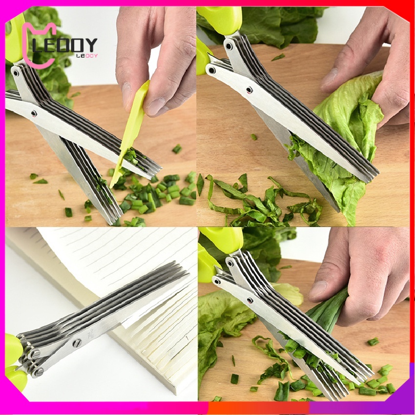 Tesoura de vegetais multicamadas de aço inoxidável, tesoura de cozinha, cortador de cebola, faca utilitária de chef