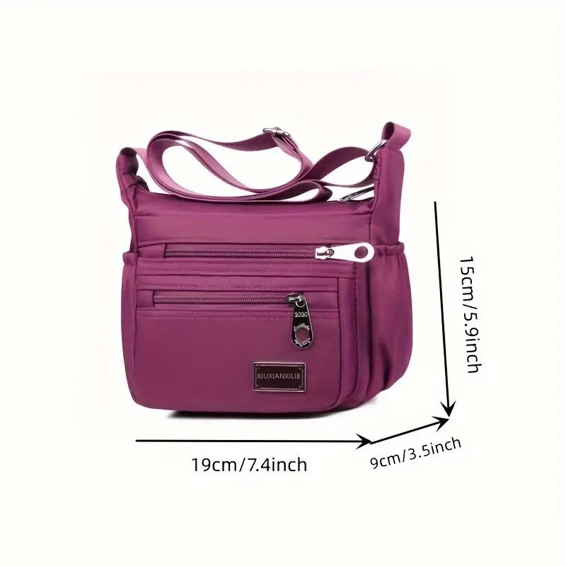 bolsa casual de nylon crossbody bolsa de ombro com v&aacute;rios z&iacute;peres bolsa mensageiro simples para mulheres detalhes 2