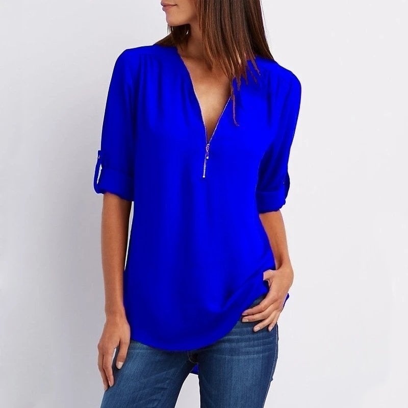 Blusa Plus Size Solta Manga 3/4 Fecho