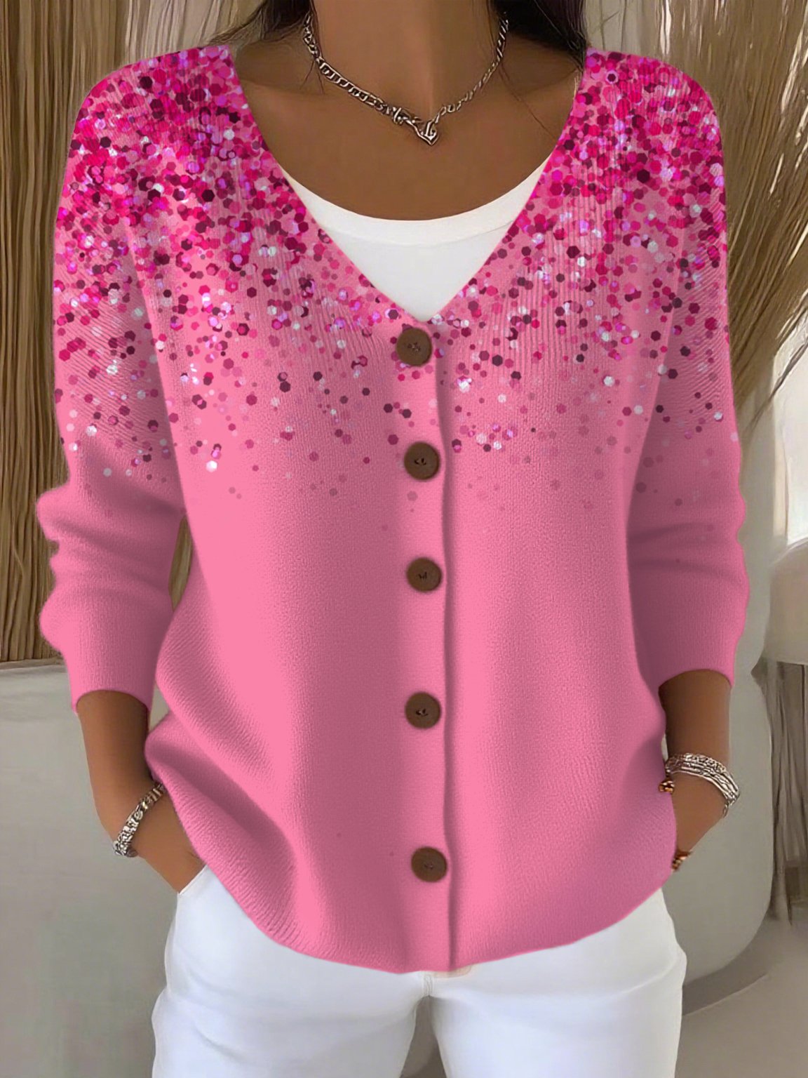 Women's Casual Gradient Autumn And Winter Cardigan
