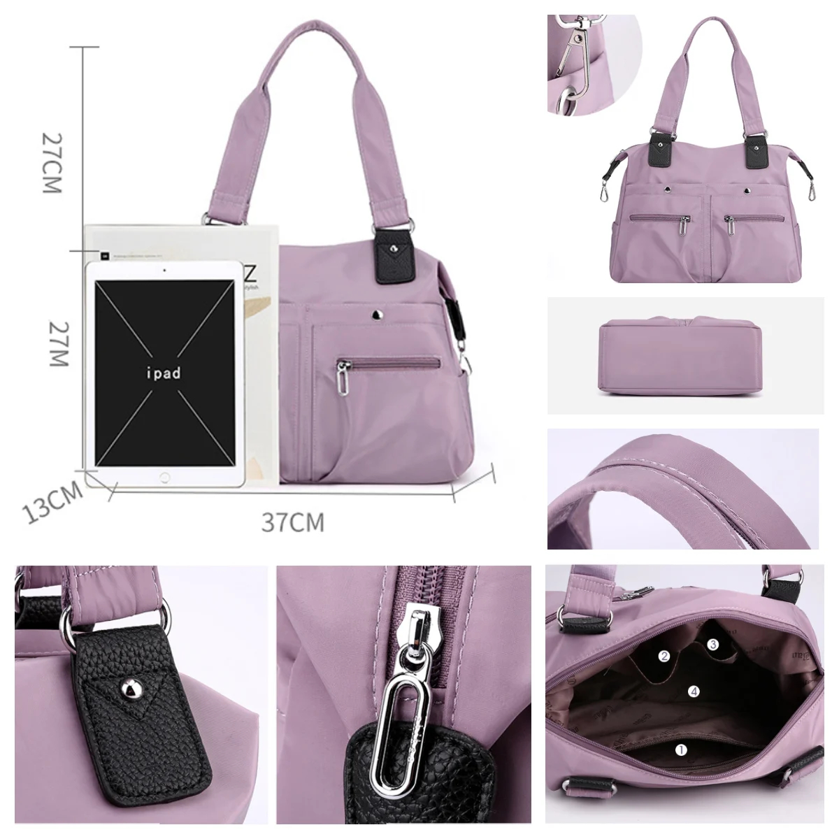 MJAATM Large Capacity Waterproof Multi Pocket Shoulder Bag