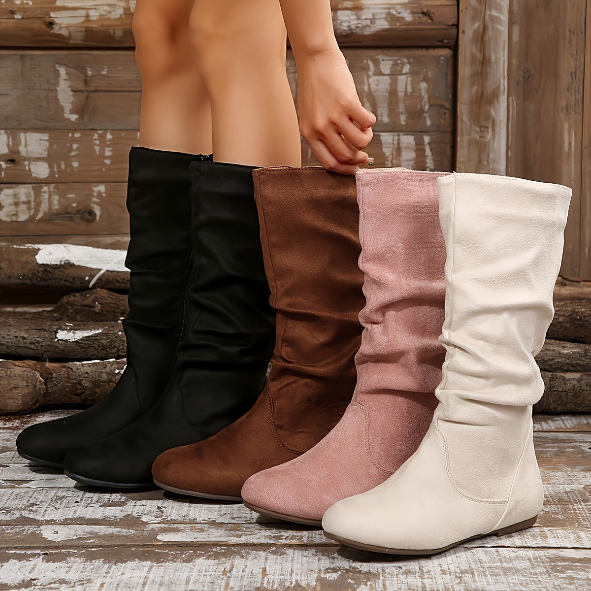 🔥Última promoção - 50% de desconto - Botas de senhora de cano médio, da moda, de uma só cor