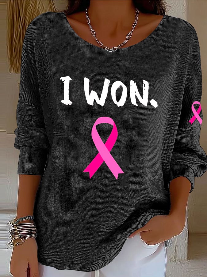 Women's Breast Cancer Survivor Print Knitted Top