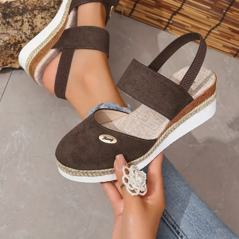 Sandálias plataforma ortopédicas femininas casuais respiráveis ​​e sem atacadores