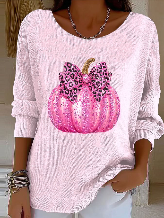 Women's In October We Wear Pink Print Knitted Top