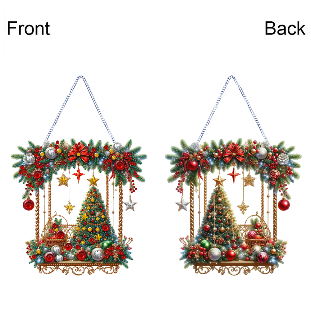 Árvore de formato especial de Natal com pintura de diamante pendente pendurado para decoração de casa