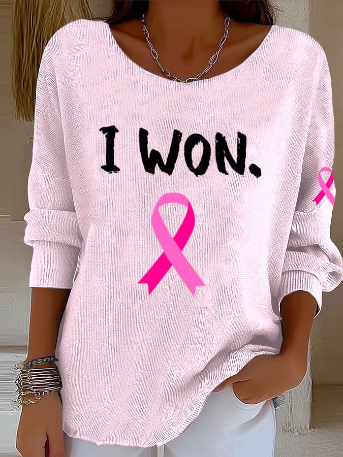 Women's Breast Cancer Survivor Print Knitted Top