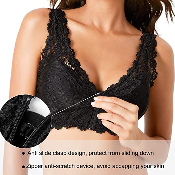 Renda push-up sexy plus size com zíper frontal 💕