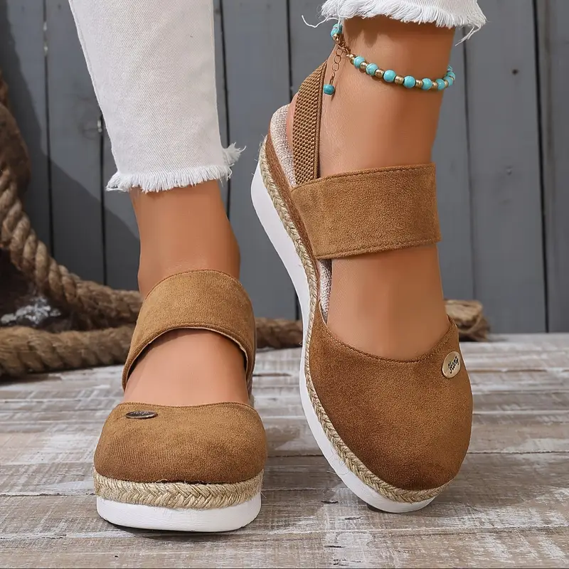 Sandálias plataforma ortopédicas femininas casuais respiráveis ​​e sem atacadores