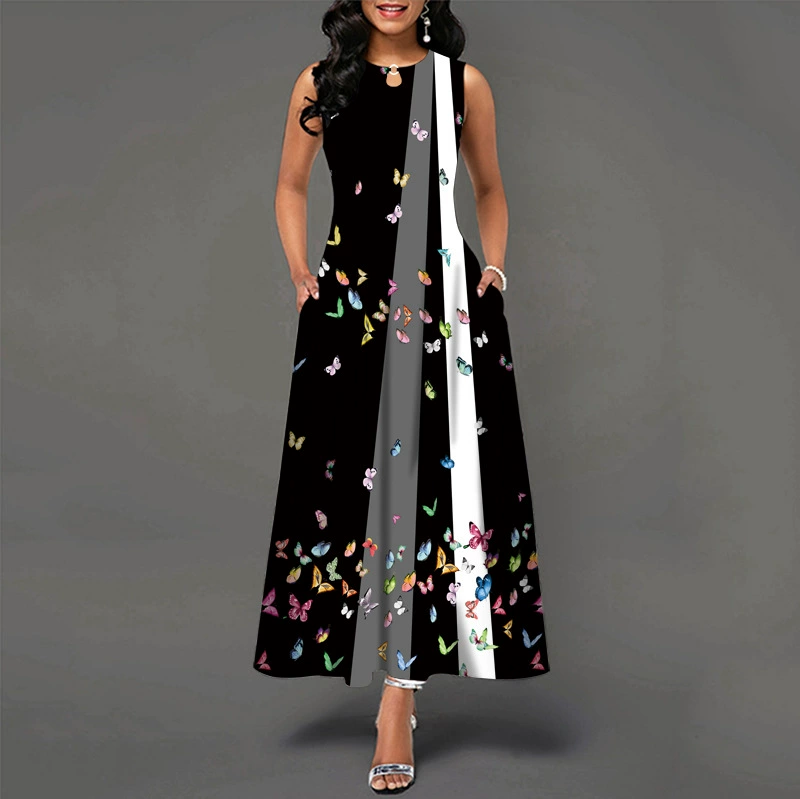 😎💃Novidades de Verão💥【Tamanhos S-5XL】Vestido Maxi Estampado Sem Mangas (Tamanhos Plus Size) | Confortável e Respirável, um Artigo Essencial para o Verão - WX-31#