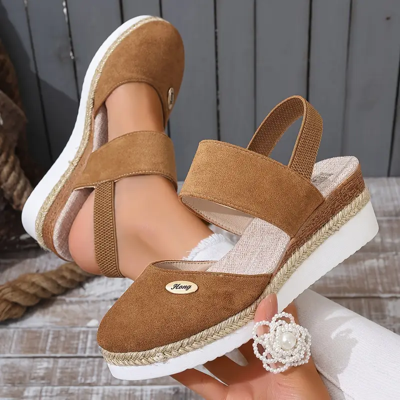 Sandálias plataforma ortopédicas femininas casuais respiráveis ​​e sem atacadores