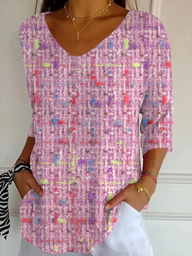 Women's Pink Textured Striped Tee