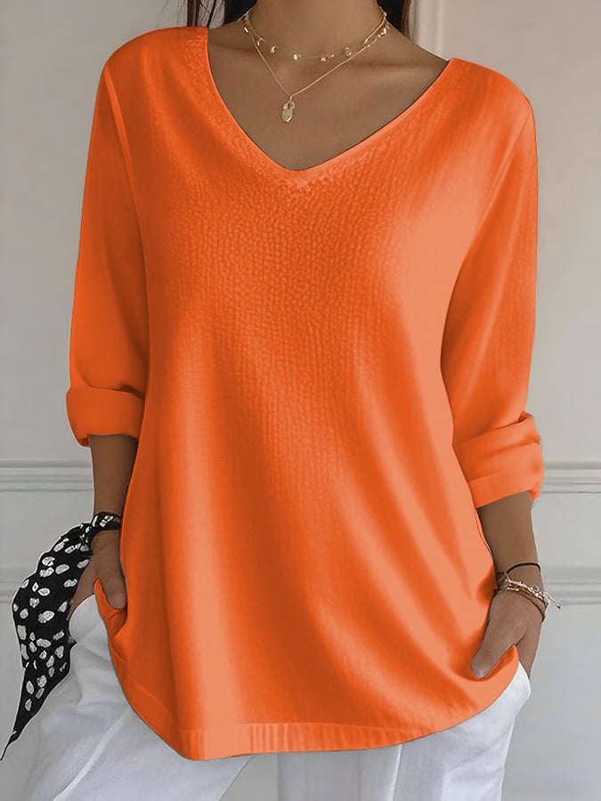 Women's Casual Autumn And Winter Long-Sleeved Bubble Wrinkled Bottoming Shirt