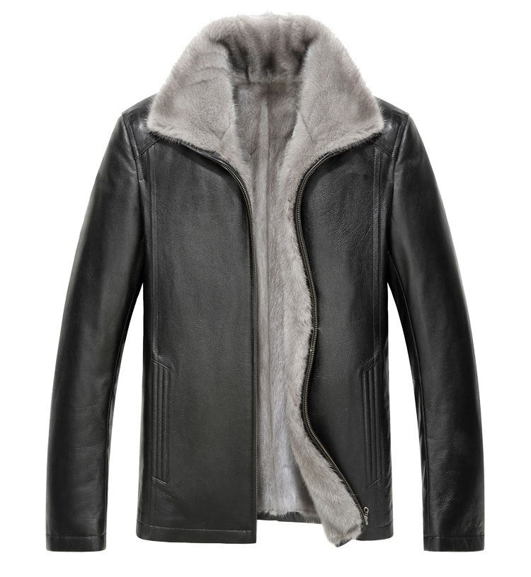 🎁【O presente perfeito】Casaco de couro impermeável de inverno para homem
