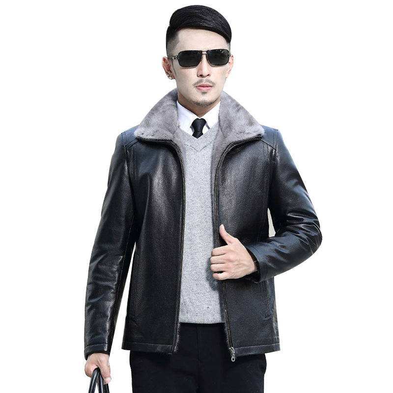🎁【O presente perfeito】Casaco de couro impermeável de inverno para homem