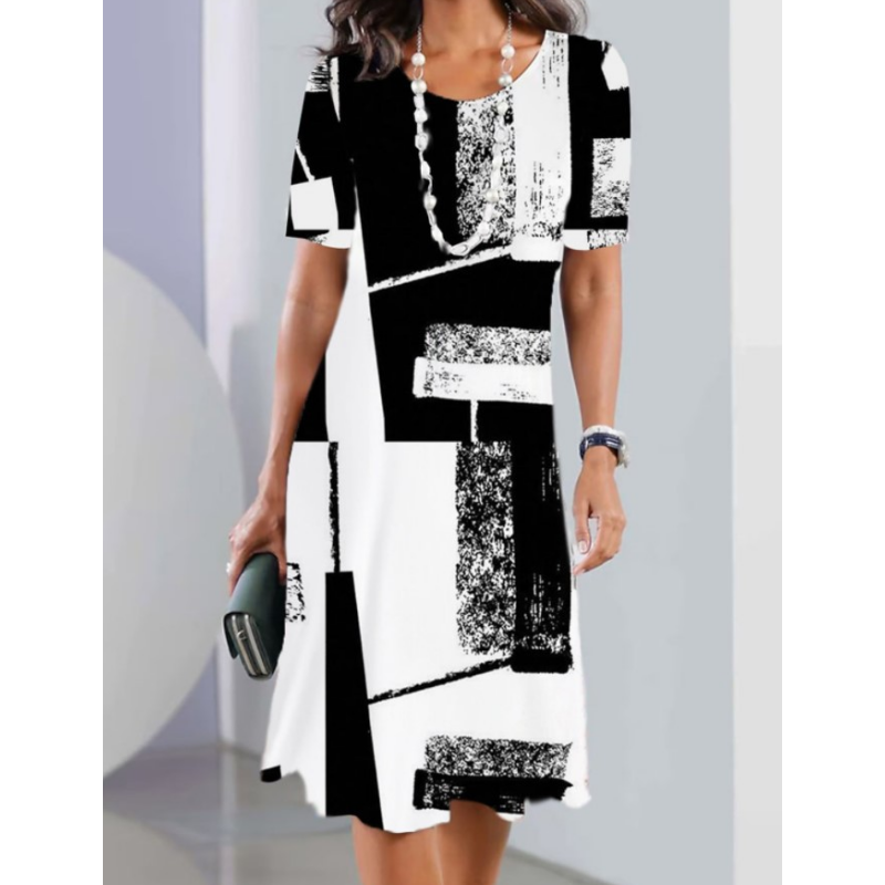 💃Vestidos casuais para mulher com estampado 3D e decote redondo