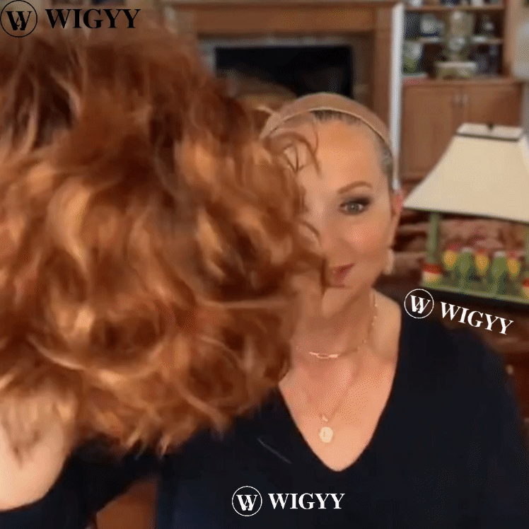 Wigyy Perucas ruivas encaracoladas Bob